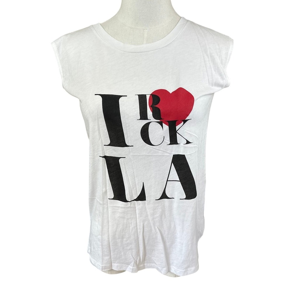 Rebecca Minkoff NWT Rock LA Muscle‎ Tee White XS Made in USA Sleeveless T-Shirt